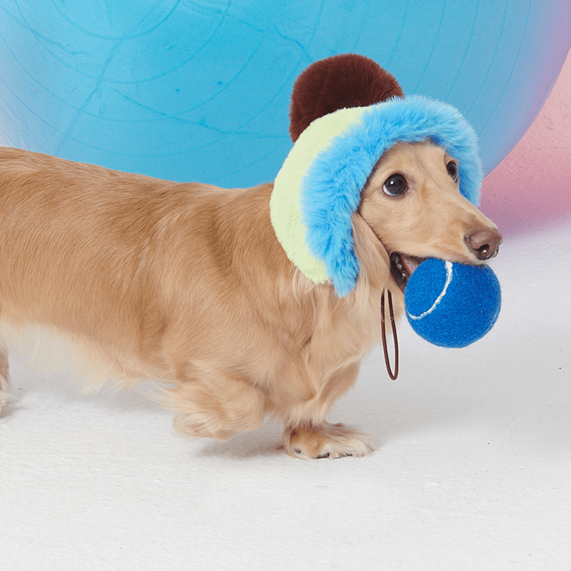 Faux Fur Hat Multicolor Blue+Green - PIKAPIKA