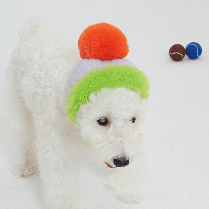 Faux Fur Hat Multicolor Purple+Green - PIKAPIKA