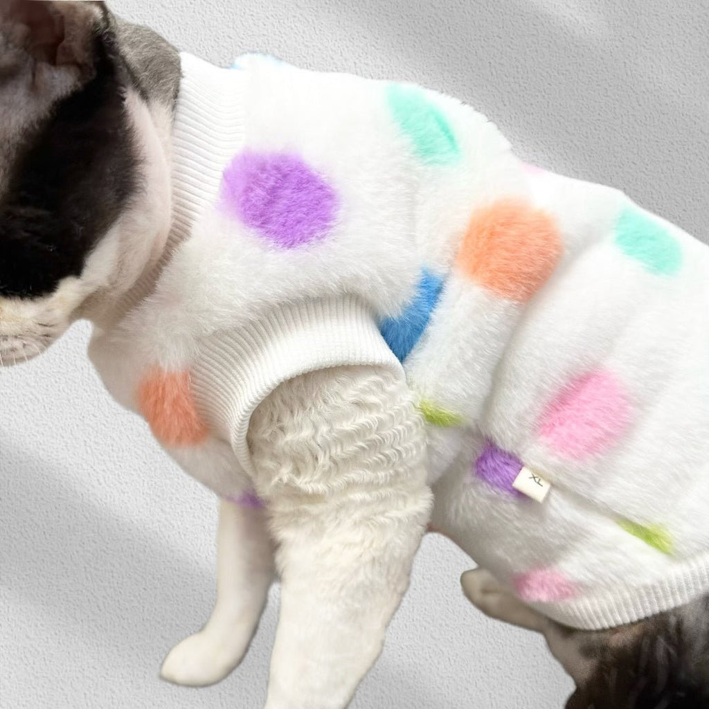 Faux Fur Vest Colorful Polka Point Sphynx Cat Clothes Pullover - PIKAPIKA