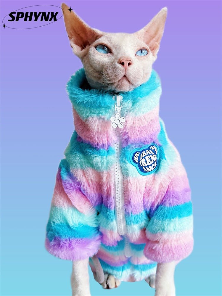 Colorful Cat Jacket Cat Clothes Warm Coats Padded Jackets Outdoor Raincoats