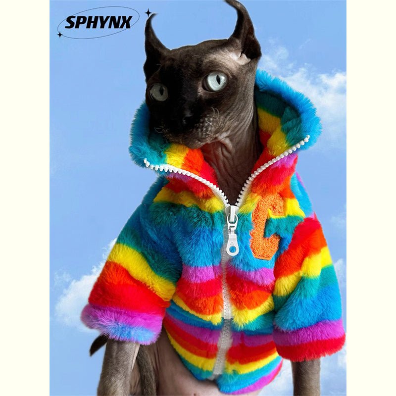 Colorful Cat Jacket Cat Clothes Warm Coats Padded Jackets Outdoor Raincoats