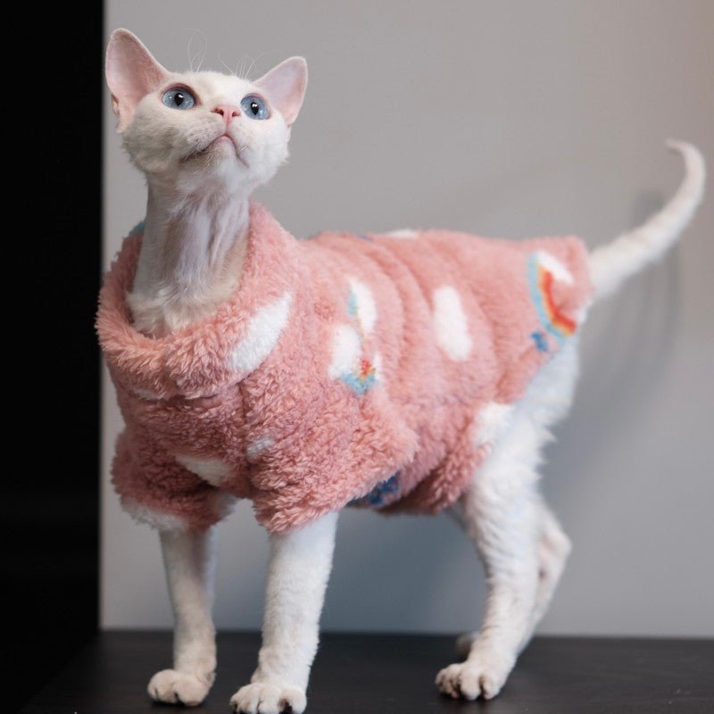 Flannel Cat Clothes Autumn Winter Thick Cartoon Two - Leg Shirts - PIKAPIKA