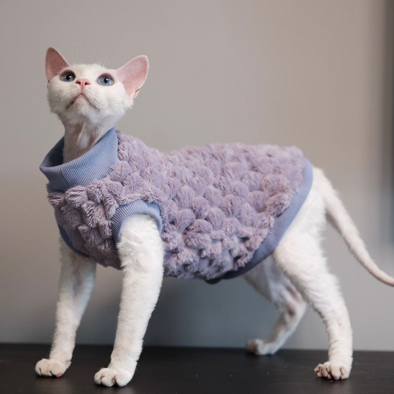 Fleece Cat Shirt Devon Rex Clothes Thick Warm Soft Winter Outfit - PIKAPIKA