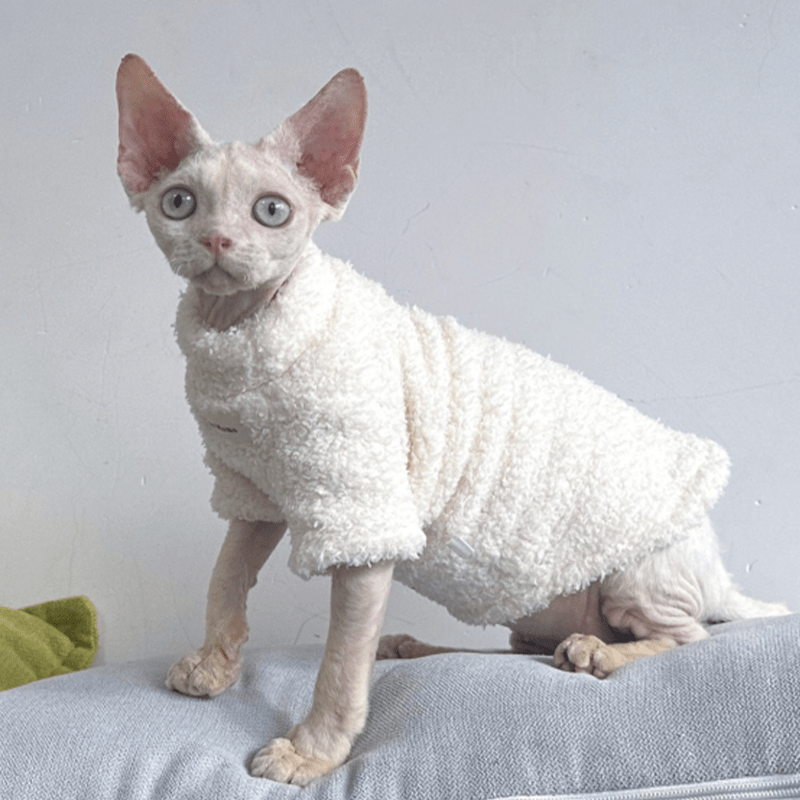 Fleece Cat Top Pullover Sphynx Clothes Soft Warm - PIKAPIKA