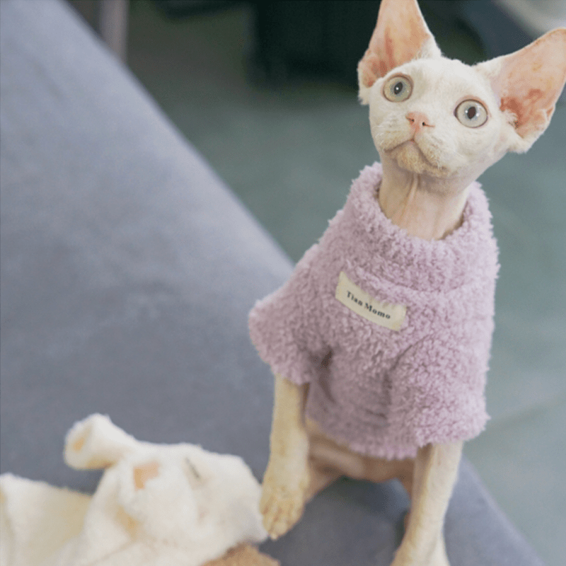 Fleece Cat Top Pullover Sphynx Clothes Soft Warm - PIKAPIKA