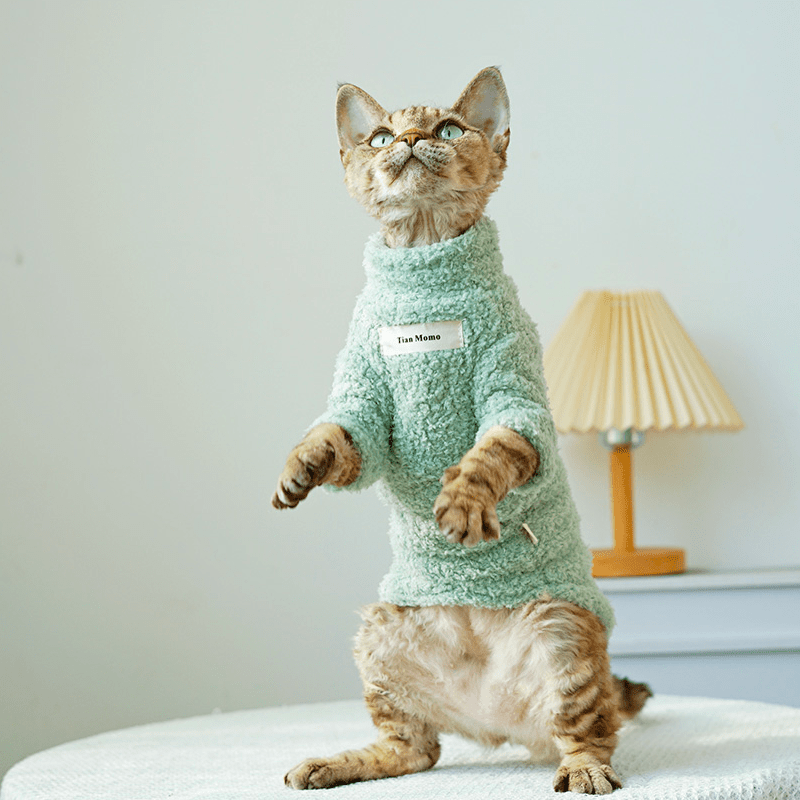 Fleece Cat Top Pullover Sphynx Clothes Soft Warm - PIKAPIKA