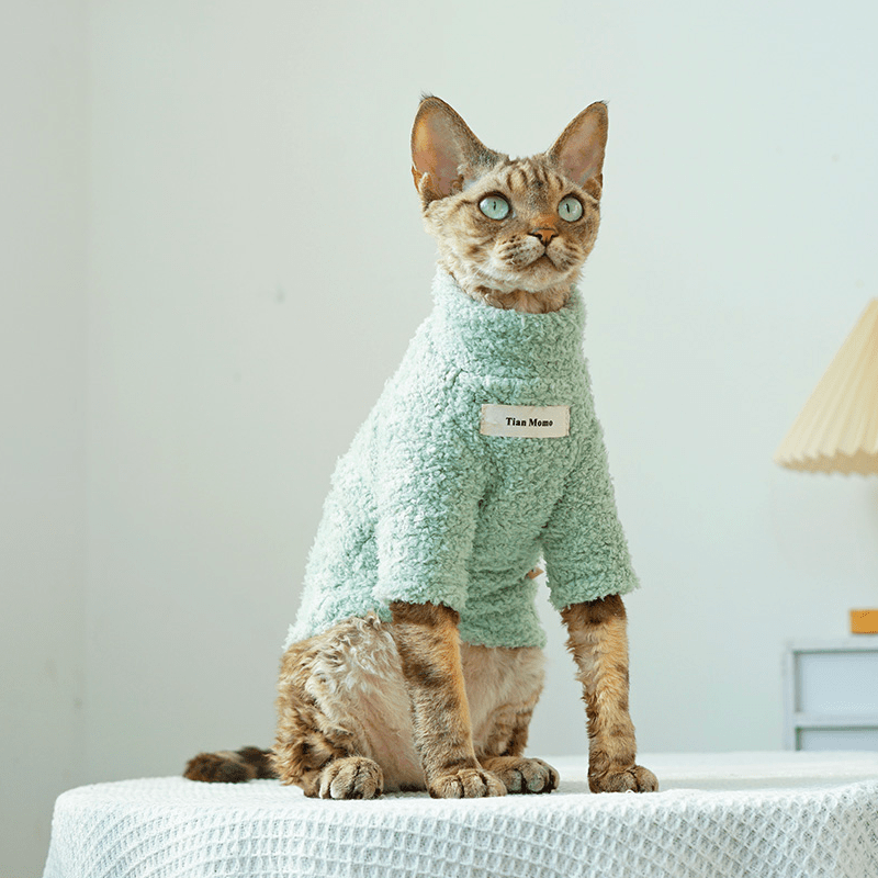 Fleece Cat Top Pullover Sphynx Clothes Soft Warm - PIKAPIKA