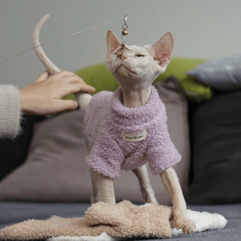 Fleece Cat Top Pullover Sphynx Clothes Soft Warm - PIKAPIKA