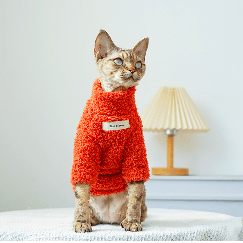 Fleece Cat Top Pullover Sphynx Clothes Soft Warm - PIKAPIKA
