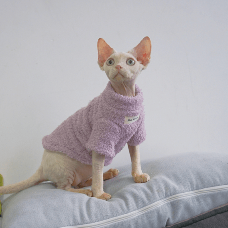 Fleece Cat Top Pullover Sphynx Clothes Soft Warm - PIKAPIKA