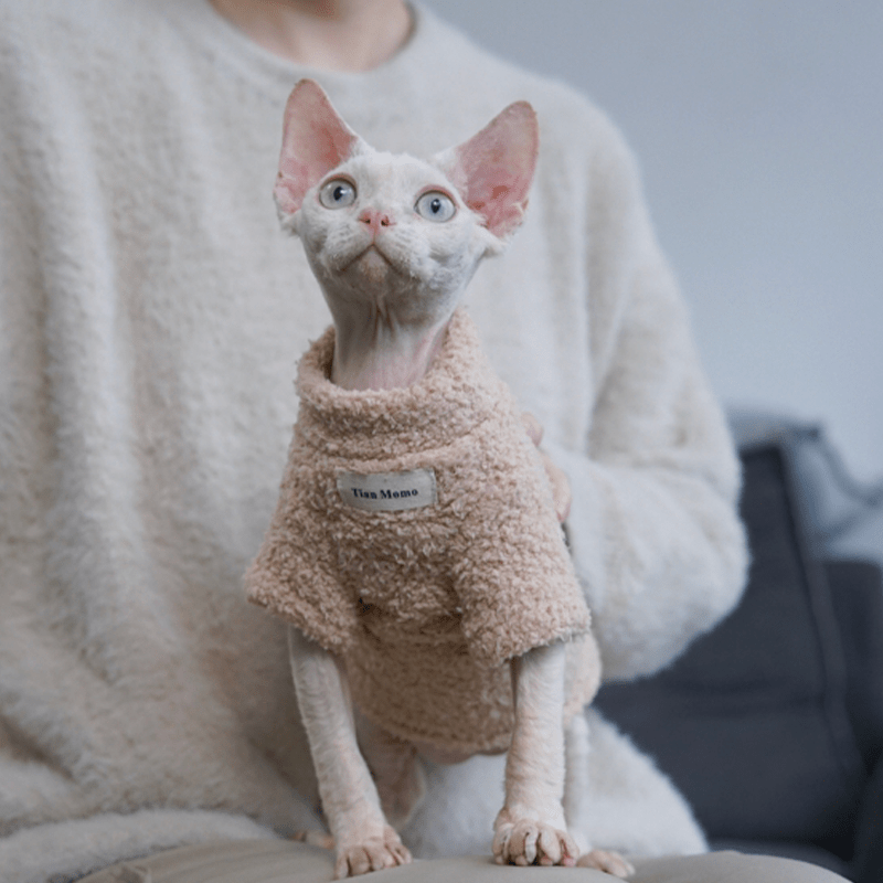 Fleece Cat Top Pullover Sphynx Clothes Soft Warm - PIKAPIKA