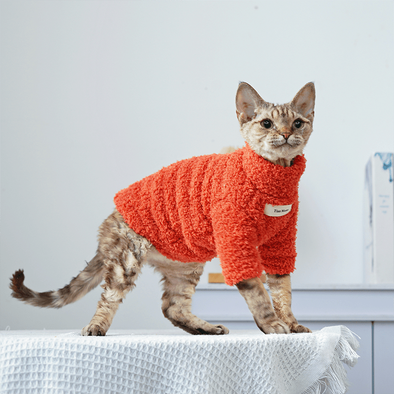 Fleece Cat Top Pullover Sphynx Clothes Soft Warm - PIKAPIKA