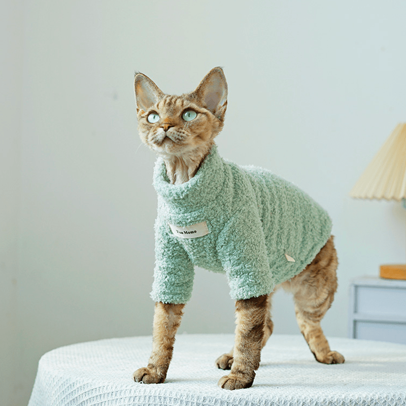 Fleece Cat Top Pullover Sphynx Clothes Soft Warm - PIKAPIKA