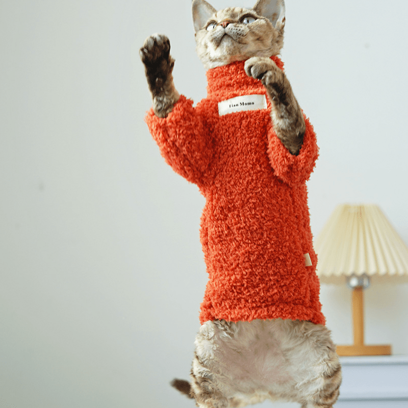 Fleece Cat Top Pullover Sphynx Clothes Soft Warm - PIKAPIKA