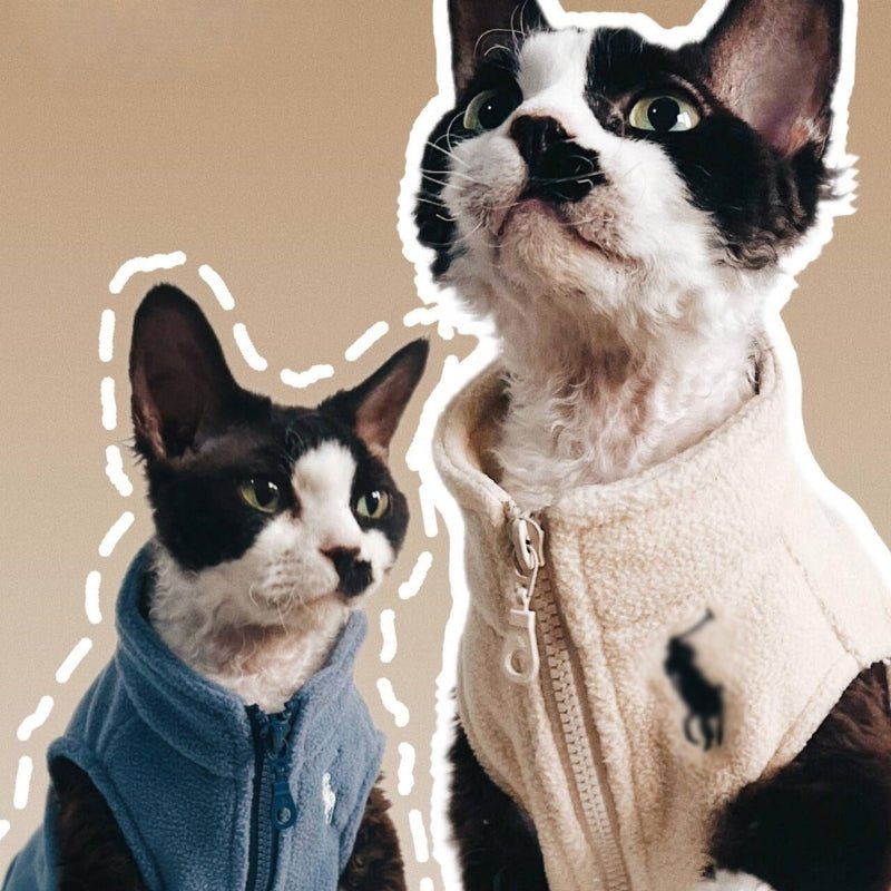 Fleece Cat Zip Vest Coat Sphynx Clothes Sleeveless - PIKAPIKA