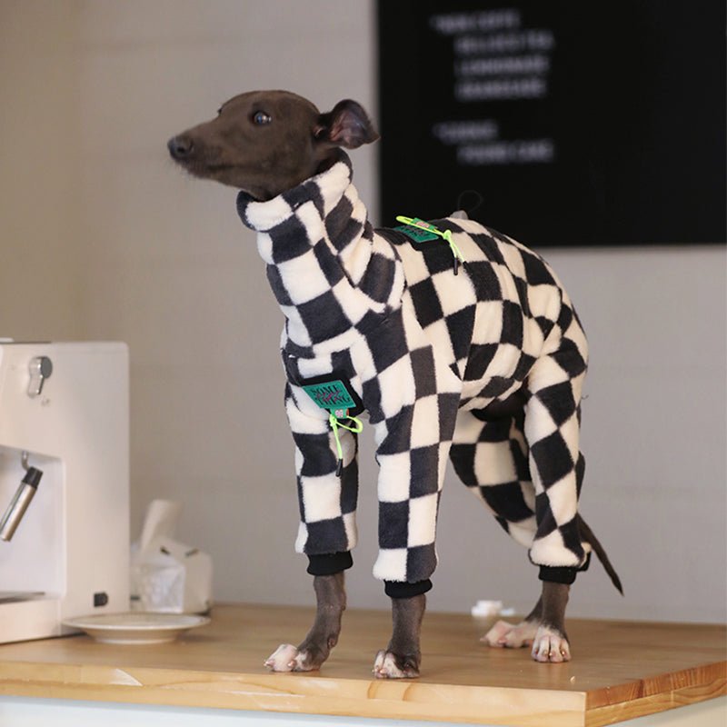 Fleece Checkerboard Onesie Italian Greyhound Whippet Dog Clothes - PIKAPIKA
