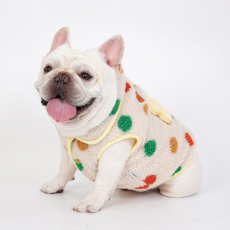 Fleece Dot Sleeveless Vest Bulldog Dog Clothes - PIKAPIKA