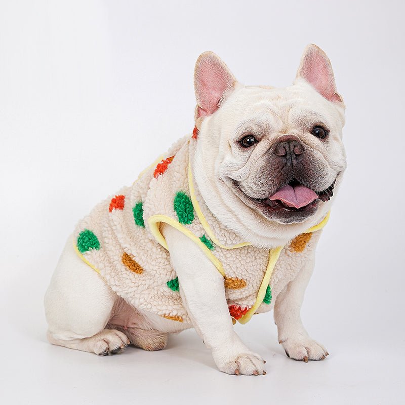 Fleece Dot Sleeveless Vest Bulldog Dog Clothes - PIKAPIKA