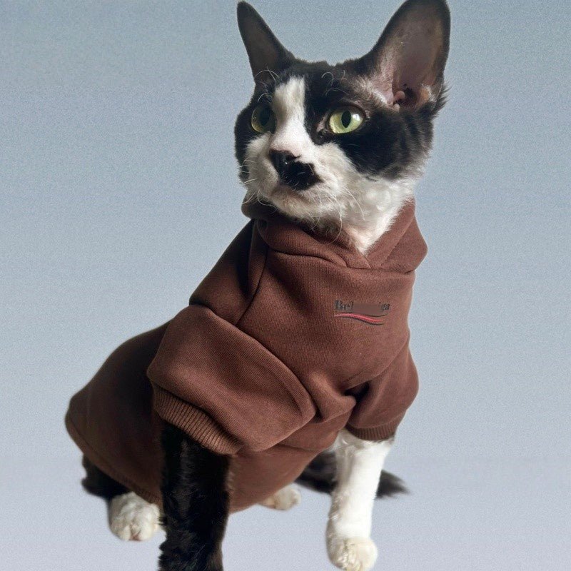 Fleece Lined Warm Hoodies Cat Clothes Devon Sphynx Sphynx Cat Clothes - PIKAPIKA