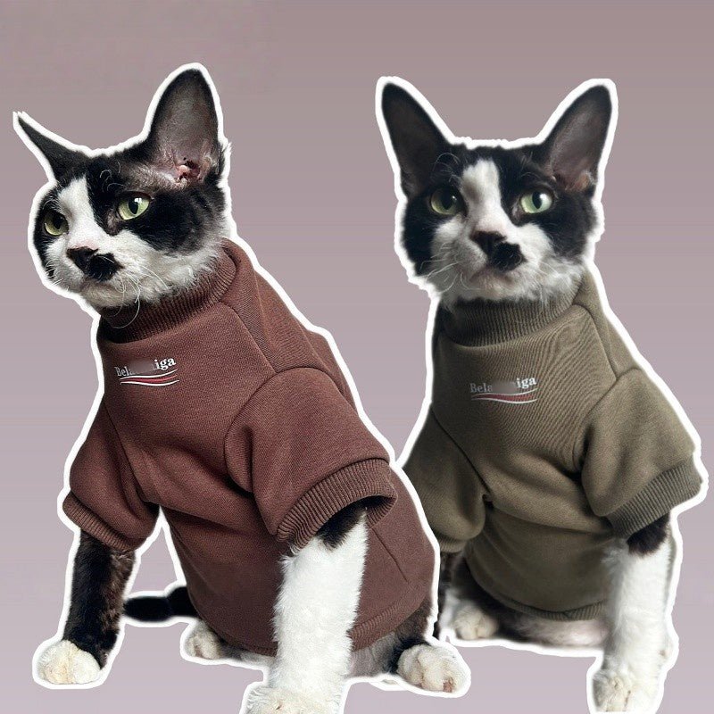 Fleece Lined Warm Hoodies Cat Clothes Devon Sphynx Sphynx Cat Clothes - PIKAPIKA