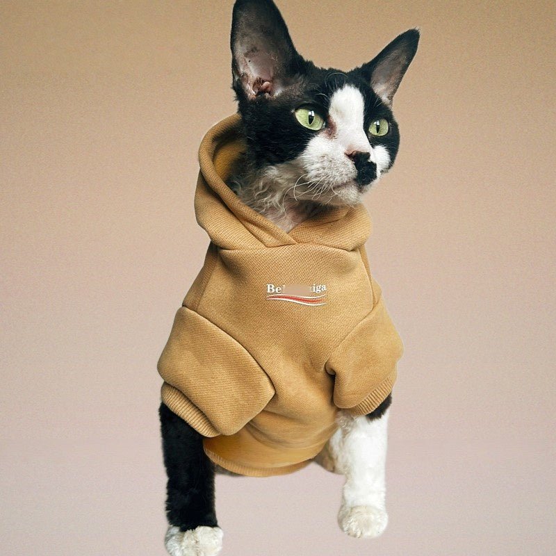 Fleece Lined Warm Hoodies Cat Clothes Devon Sphynx Sphynx Cat Clothes - PIKAPIKA