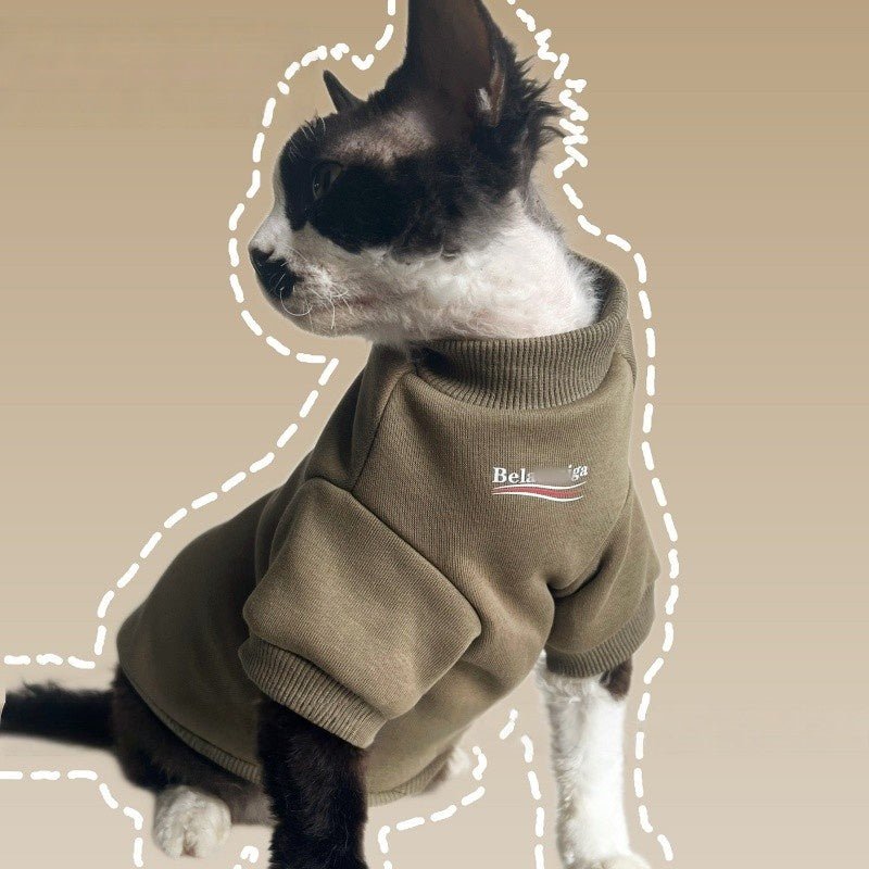 Fleece Lined Warm Hoodies Cat Clothes Devon Sphynx Sphynx Cat Clothes - PIKAPIKA