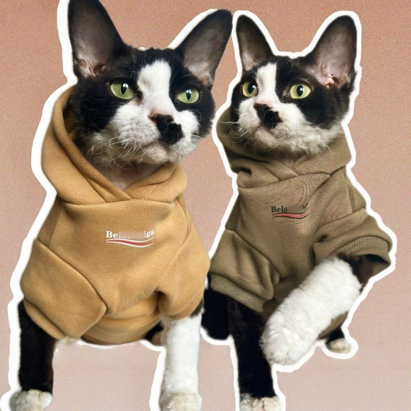 Fleece Lined Warm Hoodies Cat Clothes Devon Sphynx Sphynx Cat Clothes - PIKAPIKA
