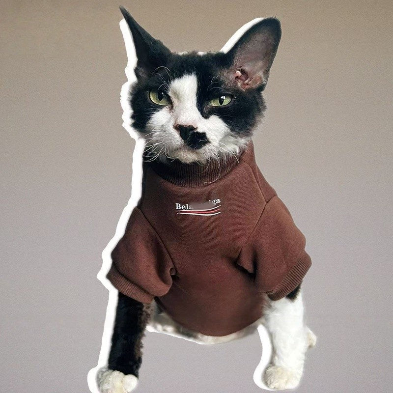 Fleece Lined Warm Hoodies Cat Clothes Devon Sphynx Sphynx Cat Clothes - PIKAPIKA