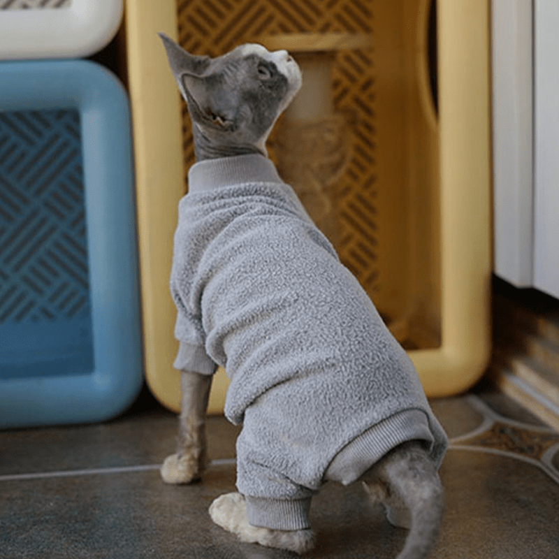 Fleece Onesies Sphynx Cat Clothes Elastic Soft Pajamas - PIKAPIKA