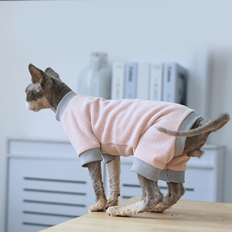 Fleece Onesies Sphynx Cat Clothes Elastic Soft Pajamas - PIKAPIKA