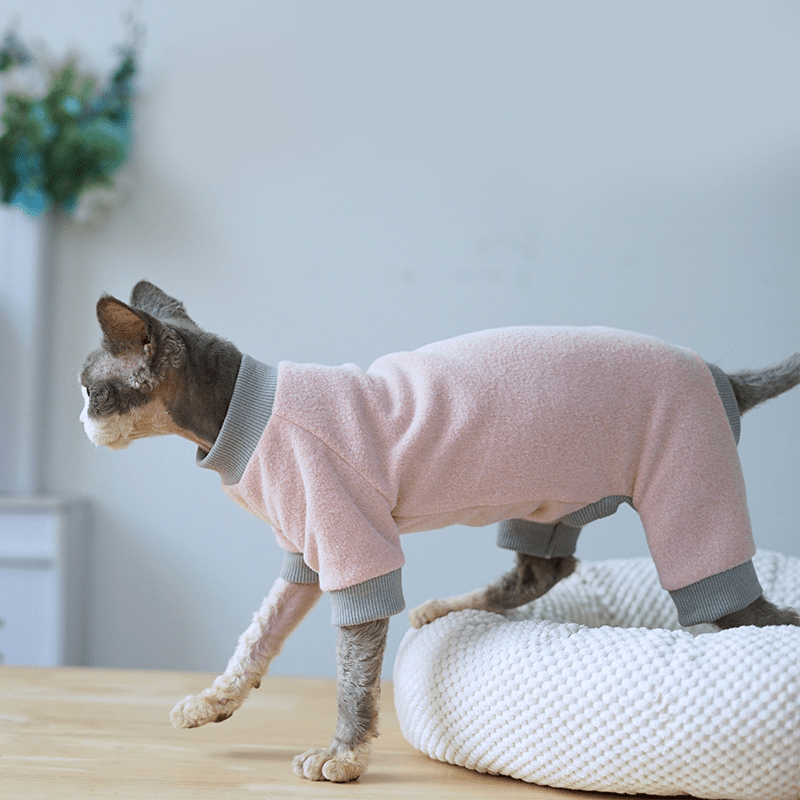 Fleece Onesies Sphynx Cat Clothes Elastic Soft Pajamas - PIKAPIKA