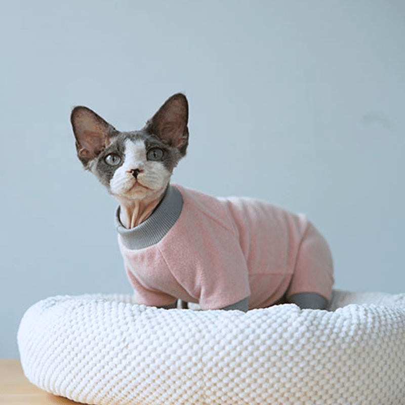 Fleece Onesies Sphynx Cat Clothes Elastic Soft Pajamas - PIKAPIKA