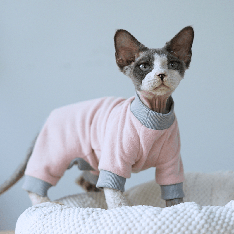 Fleece Onesies Sphynx Cat Clothes Elastic Soft Pajamas - PIKAPIKA