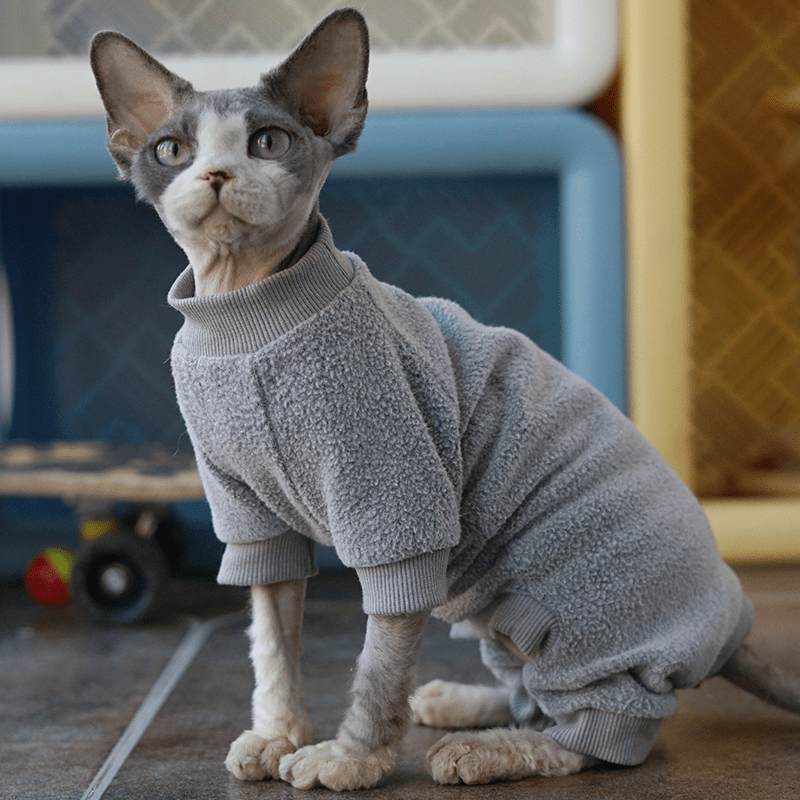 Fleece Onesies Sphynx Cat Clothes Elastic Soft Pajamas - PIKAPIKA