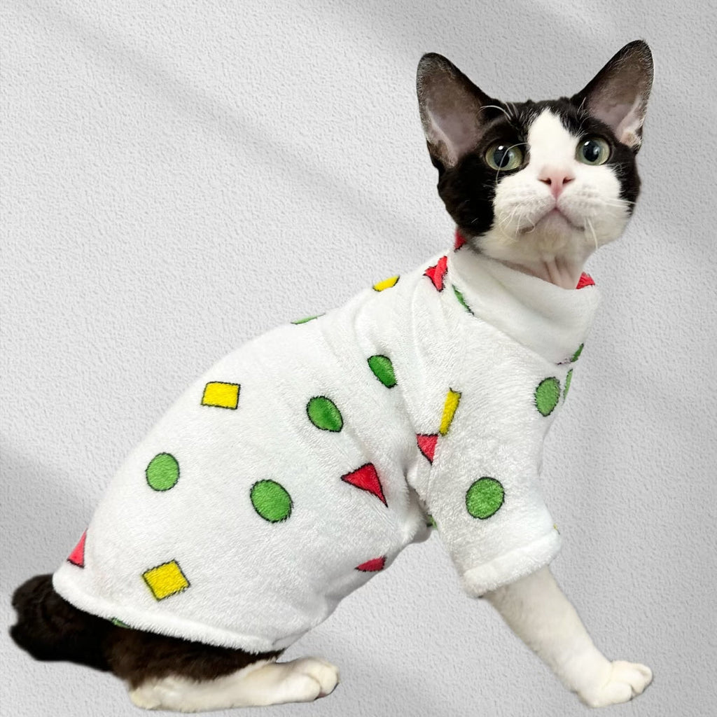 Fleece Pajamas Cat Clothes Warm High Neck Sphynx Cat Shirts - PIKAPIKA
