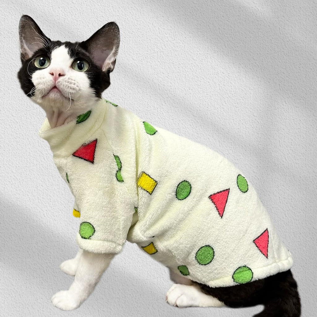 Fleece Pajamas Cat Clothes Warm High Neck Sphynx Cat Shirts - PIKAPIKA