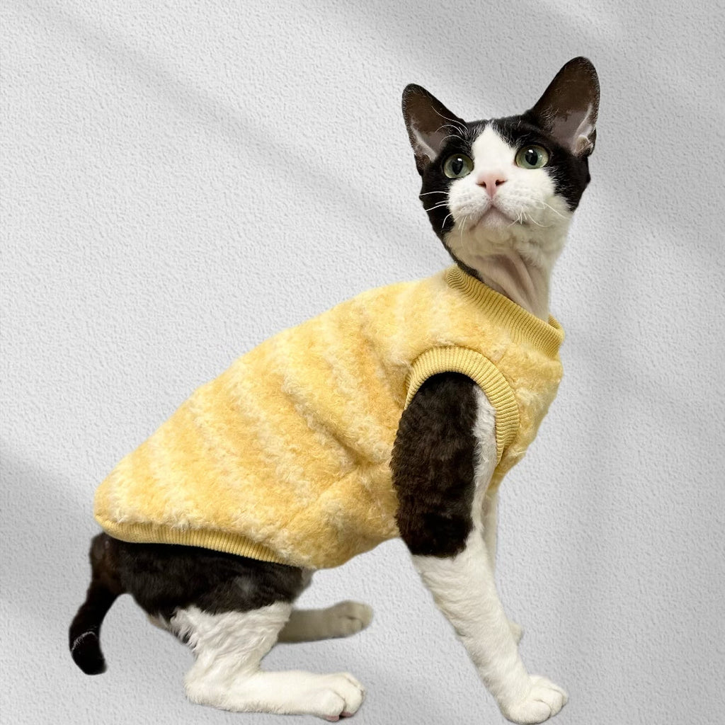 Fleece Shirts Sleeveless Pajama Sphynx Cat Clothes Multicolor Vest - PIKAPIKA