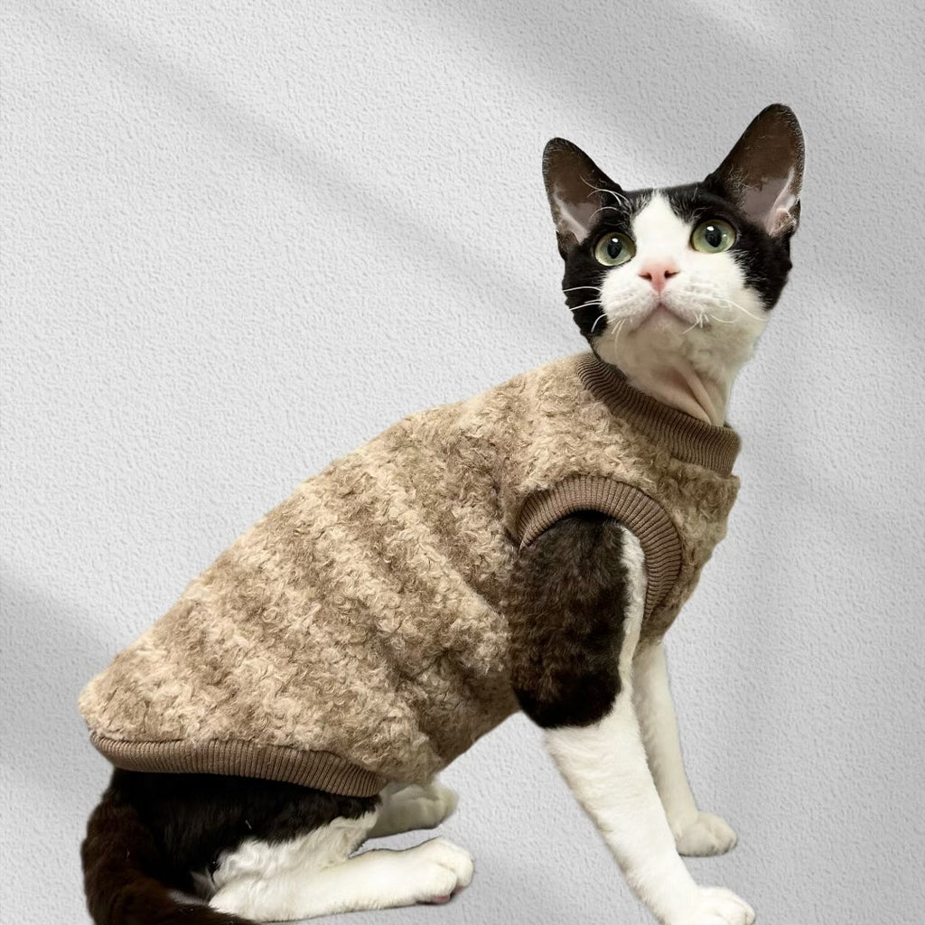 Fleece Shirts Sleeveless Pajama Sphynx Cat Clothes Multicolor Vest - PIKAPIKA