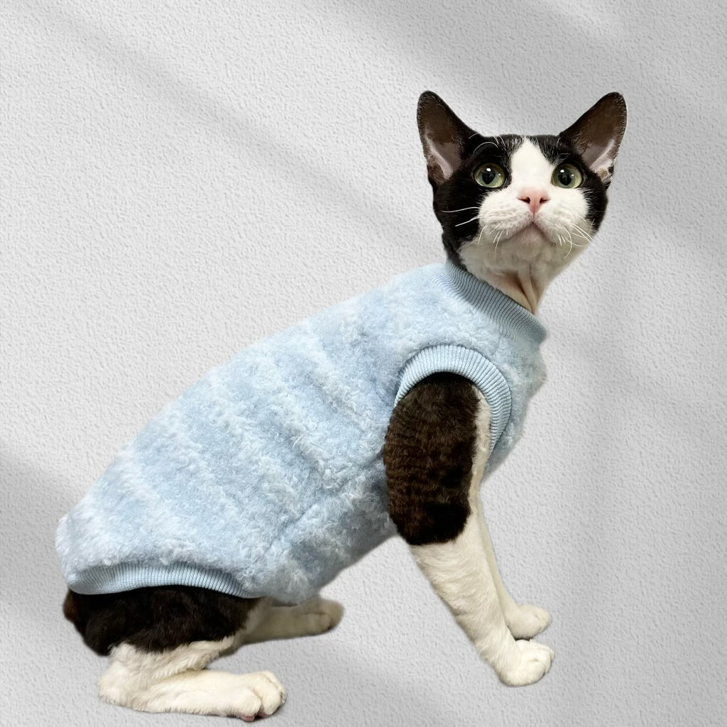 Fleece Shirts Sleeveless Pajama Sphynx Cat Clothes Multicolor Vest - PIKAPIKA