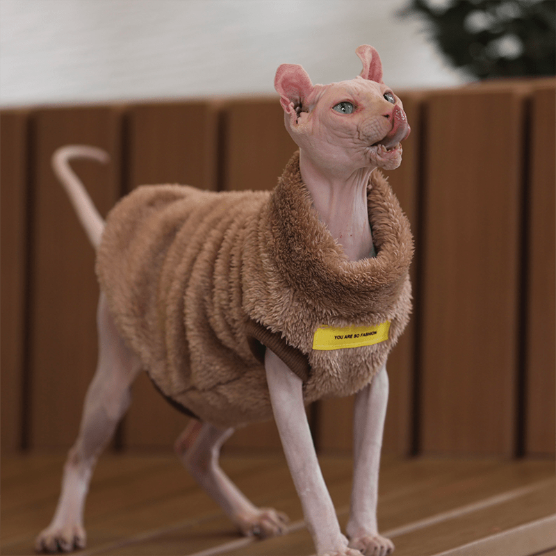 Fleece Shirts Sphynx Cat Clothes Pullover Sleeveless Vest - PIKAPIKA
