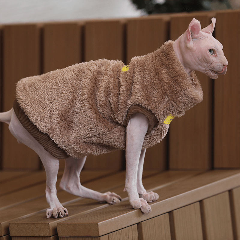 Fleece Shirts Sphynx Cat Clothes Pullover Sleeveless Vest - PIKAPIKA