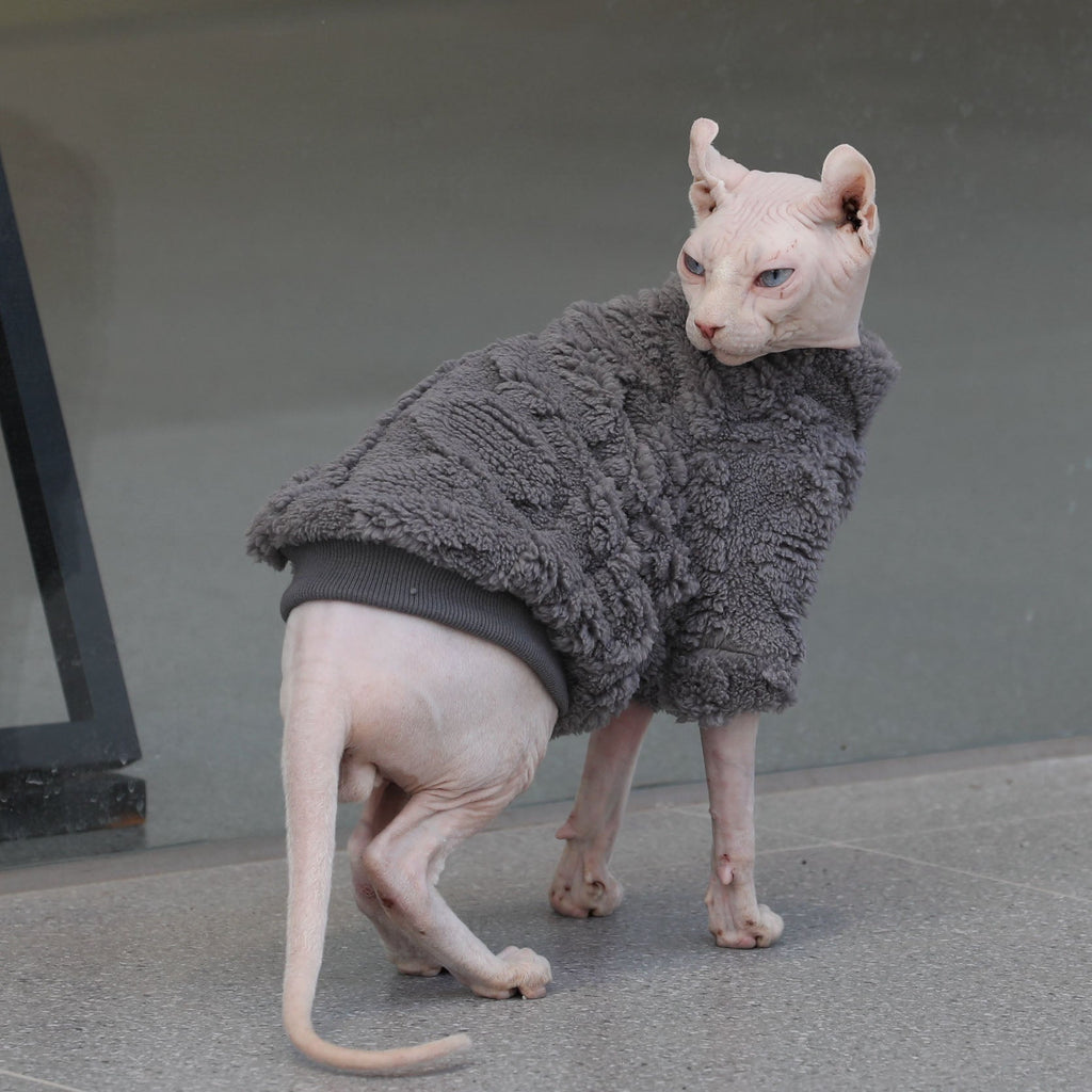 Fleece Shirts Sphynx Cat Clothes Pullover Warm Special Pattern - PIKAPIKA