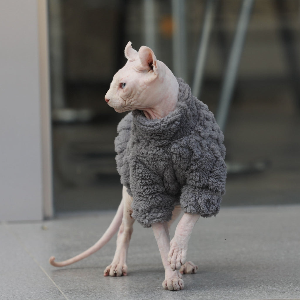 Fleece Shirts Sphynx Cat Clothes Pullover Warm Special Pattern - PIKAPIKA