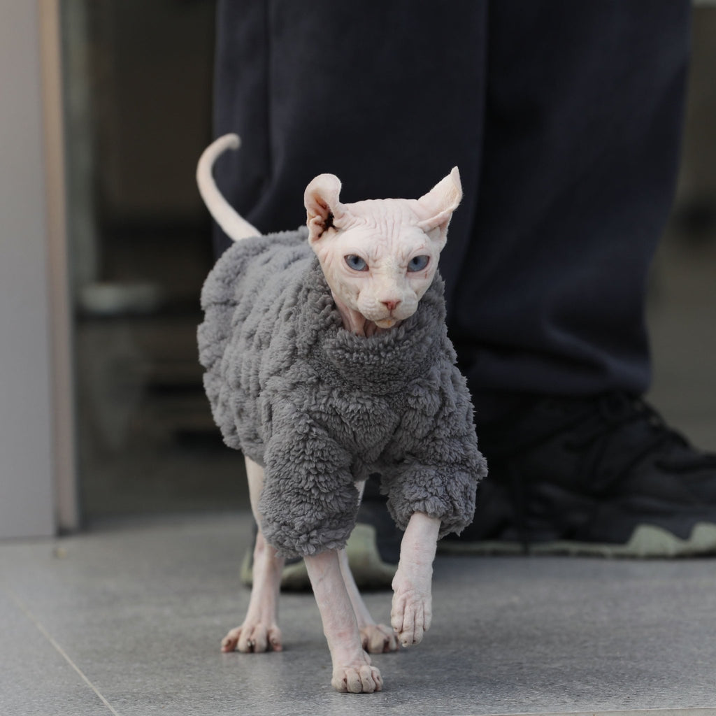 Fleece Shirts Sphynx Cat Clothes Pullover Warm Special Pattern - PIKAPIKA