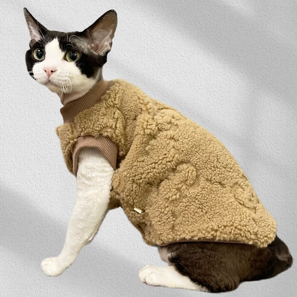 Fleece Shirts Sphynx Cat Clothes Warm Sleeveless - PIKAPIKA