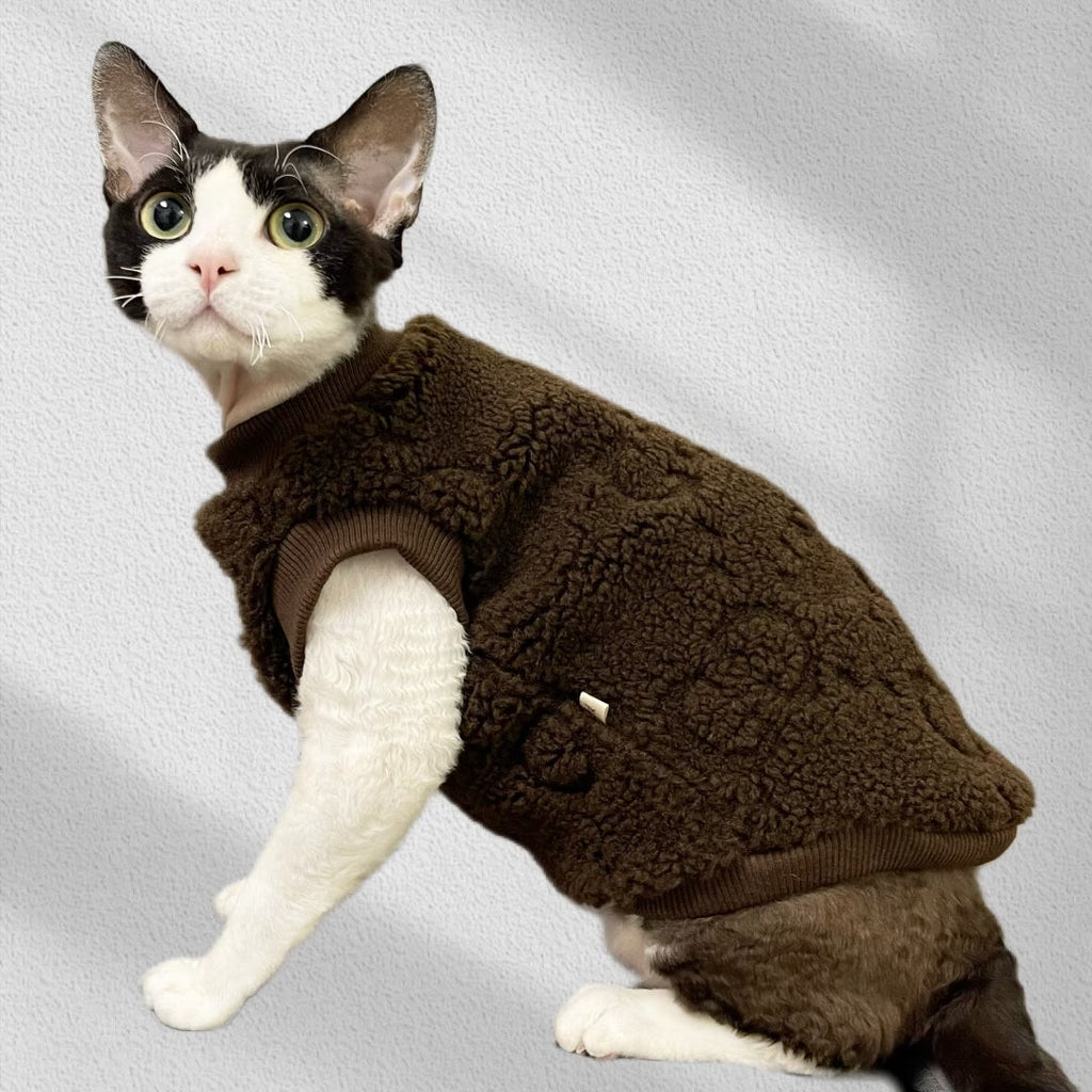 Fleece Shirts Sphynx Cat Clothes Warm Sleeveless - PIKAPIKA