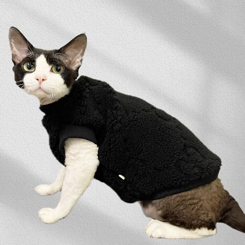Fleece Shirts Sphynx Cat Clothes Warm Sleeveless - PIKAPIKA