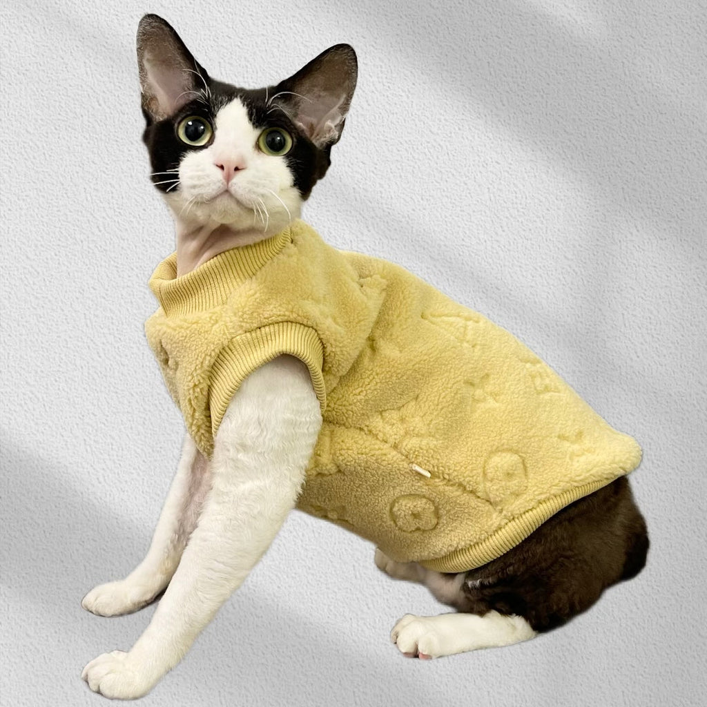 Fleece Sleeveless Shirts Sphynx Cat Clothes Pajamas LV - PIKAPIKA