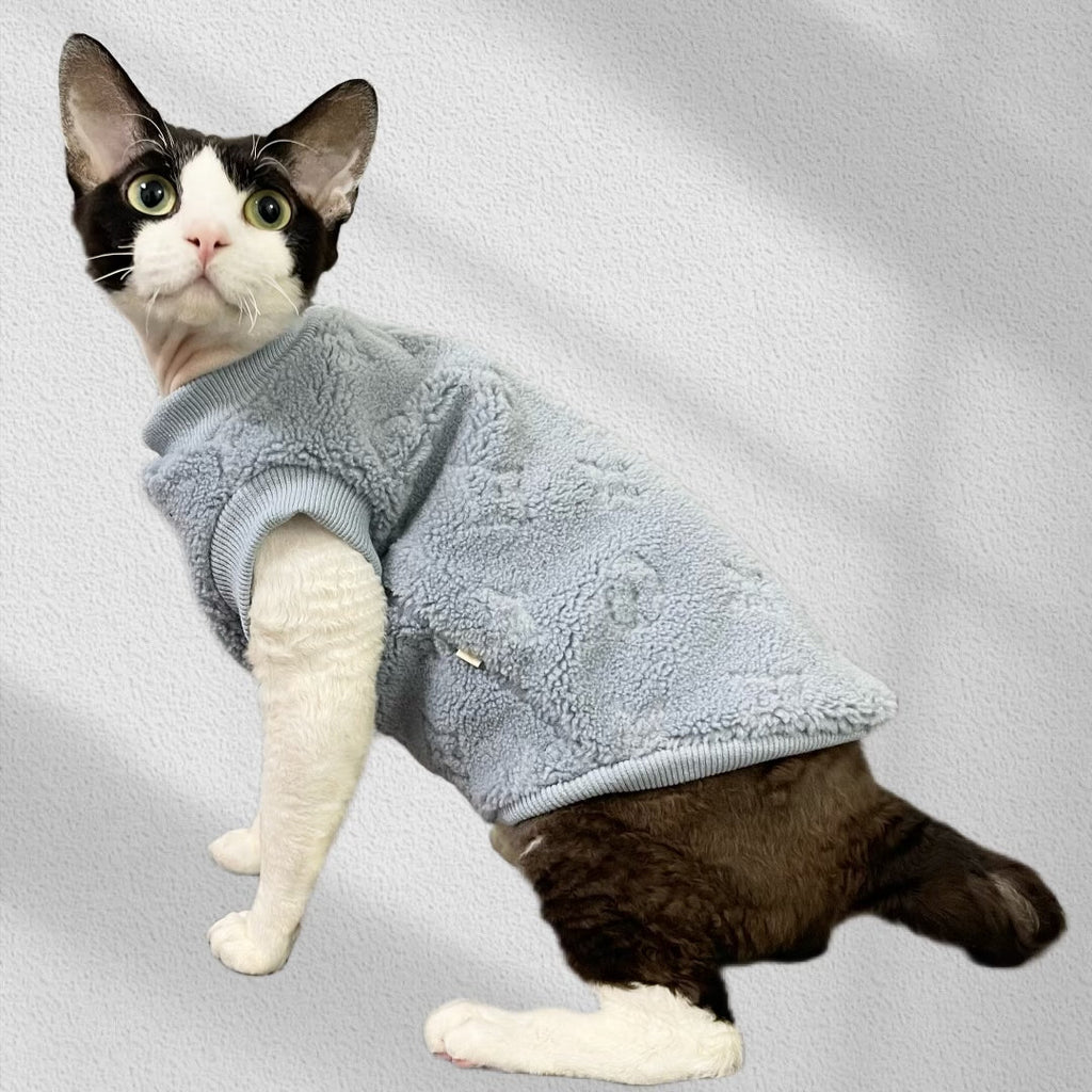 Fleece Sleeveless Shirts Sphynx Cat Clothes Pajamas LV - PIKAPIKA