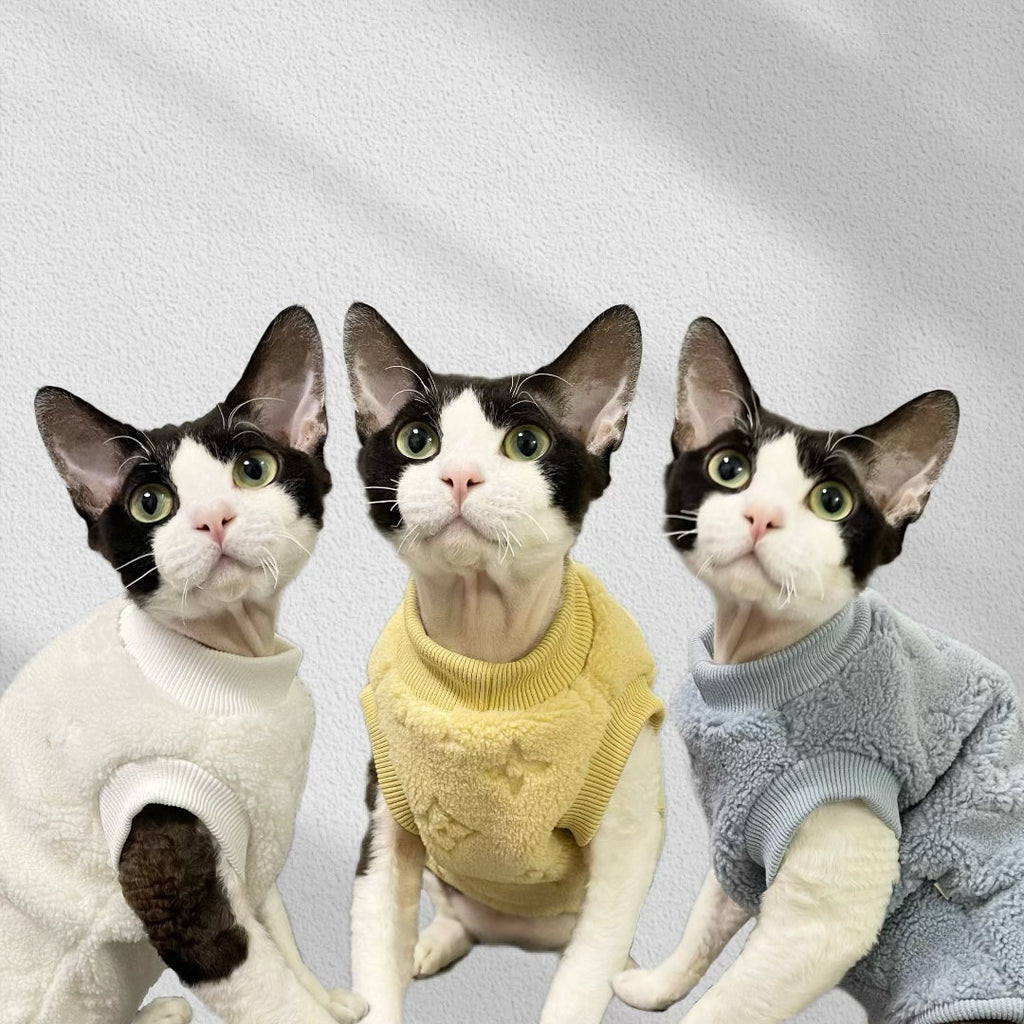 Fleece Sleeveless Shirts Sphynx Cat Clothes Pajamas LV - PIKAPIKA